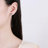 925 Silver 2ct Moissanite Drop Earrings Tassel Long Earring