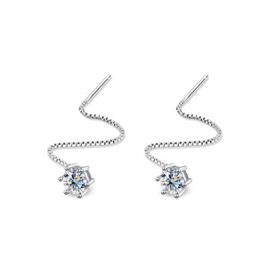 925 Silver 2ct Moissanite Drop Earrings Tassel Long Earring
