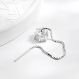 925 Silver 2ct Moissanite Drop Earrings Tassel Long Earring