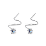 925 Silver 2ct Moissanite Drop Earrings Tassel Long Earring
