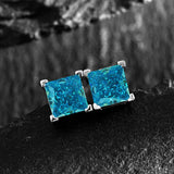 925 Silver 6mm Pink Aquamarine Diamond Stud Earrings