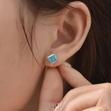 925 Silver 6mm Pink Aquamarine Diamond Stud Earrings