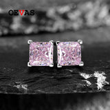 925 Silver 6mm Pink Aquamarine Diamond Stud Earrings