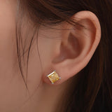 925 Silver 6mm Pink Aquamarine Diamond Stud Earrings