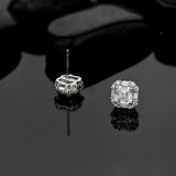 925 Silver Ruby Diamond Stud Earrings 18K Plated Jewelry