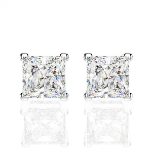 925 Silver 6mm Aquamarine Diamond Stud Earrings