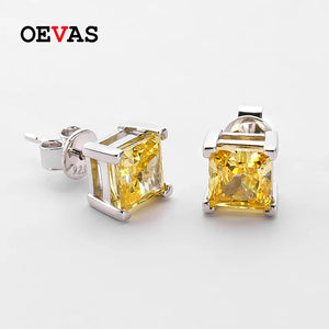 925 Silver 6mm Aquamarine Diamond Stud Earrings