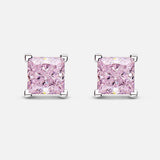 925 Silver 6mm Aquamarine Diamond Stud Earrings