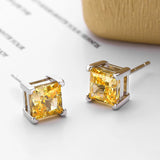 925 Silver 6mm Aquamarine Diamond Stud Earrings