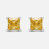 925 Silver 6mm Aquamarine Diamond Stud Earrings