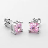 925 Silver 6mm Aquamarine Diamond Stud Earrings
