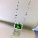 925 Silver Synthetic Emerald Pendant Necklace For Women