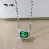 925 Silver Synthetic Emerald Pendant Necklace For Women