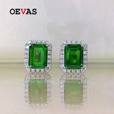 925 Silver Emerald Stud Earrings Wedding Fine Jewelry