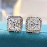 925 Silver Pink Yellow Diamond Stud Earrings 7*7mm