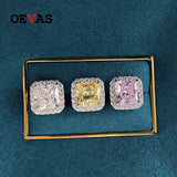925 Silver Pink Yellow Diamond Stud Earrings 7*7mm