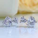 925 Silver Heart Diamond Stud Earrings for Women