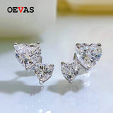 925 Silver Heart Diamond Stud Earrings for Women