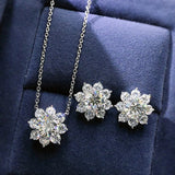 925 Silver Diamond Flower Stud Earrings Wedding Jewelry