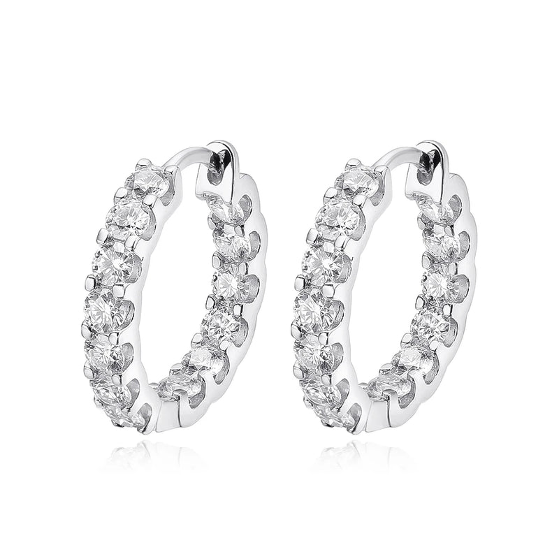 925 Silver 2.6ct Moissanite Hoop Earrings for Women
