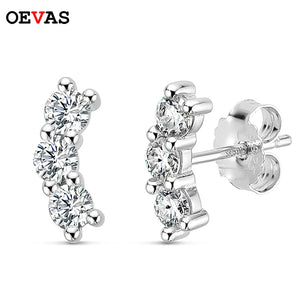 925 Silver 3mm Moissanite Stud Earrings Sparkling Wedding Fine Jewelry