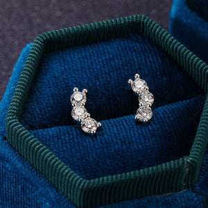 925 Silver 3mm Moissanite Stud Earrings Sparkling Wedding Fine Jewelry