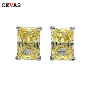 925 Silver Yellow Zircon High Carbon Diamond Stud Earrings