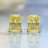 925 Silver Yellow Zircon High Carbon Diamond Stud Earrings