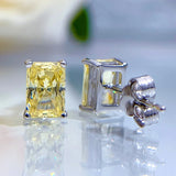 925 Silver Yellow Zircon High Carbon Diamond Stud Earrings
