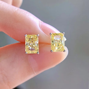 925 Silver Yellow Zircon High Carbon Diamond Stud Earrings