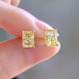 925 Silver Yellow Zircon High Carbon Diamond Stud Earrings