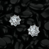 925 Silver Diamond Sunflower Stud Earrings Wedding Party Gift