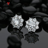 925 Silver Diamond Sunflower Stud Earrings Wedding Party Gift