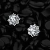 925 Silver Diamond Sunflower Stud Earrings Wedding Party Gift