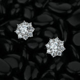 925 Silver Diamond Sunflower Stud Earrings Wedding Party Gift