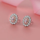 925 Silver Pink Yellow Zircon Diamond Stud Earrings