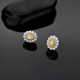 925 Silver Pink Yellow Zircon Diamond Stud Earrings
