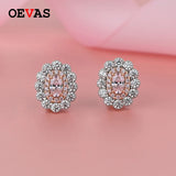 925 Silver Pink Yellow Zircon Diamond Stud Earrings