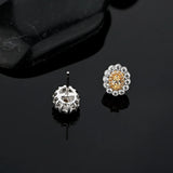 925 Silver Pink Yellow Zircon Diamond Stud Earrings