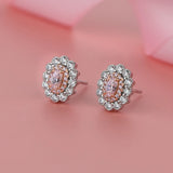 925 Silver Pink Yellow Zircon Diamond Stud Earrings