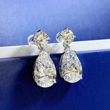 925 Silver Water Drop Diamond Pendant Set