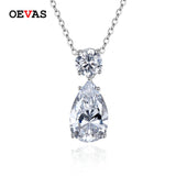 925 Silver Water Drop Diamond Pendant Set