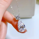 925 Silver Water Drop Diamond Pendant Set