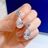 925 Silver Water Drop Diamond Pendant Set