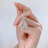 925 Silver Water Drop Diamond Pendant Set