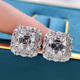 Sterling Silver High Carbon Diamond Stud Earrings