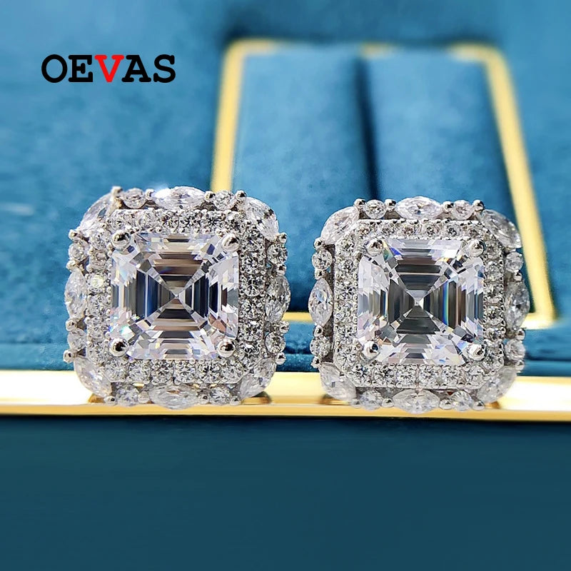 Sterling Silver High Carbon Diamond Stud Earrings