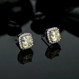925 Sterling Silver Wedding Stud Earrings For Women Sparking Zircon Pink Yellow