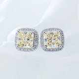 925 Sterling Silver Wedding Stud Earrings For Women Sparking Zircon Pink Yellow