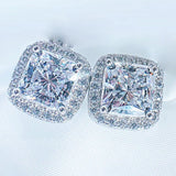 925 Sterling Silver Wedding Stud Earrings For Women Sparking Zircon Pink Yellow